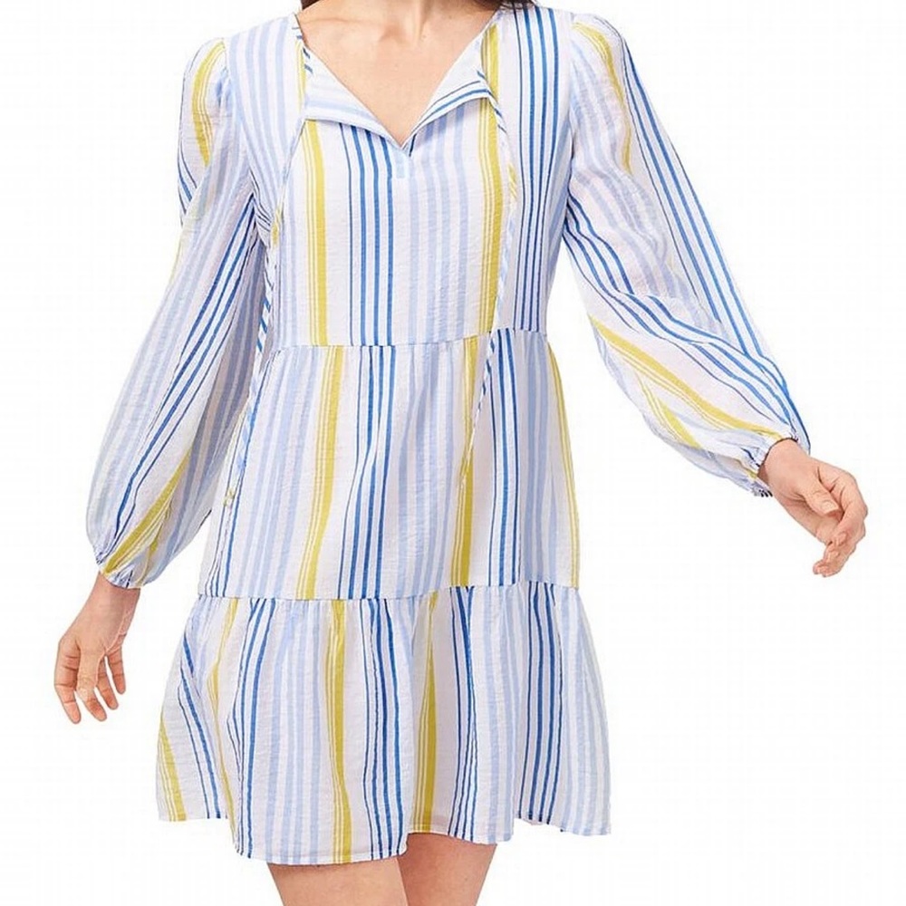 Riley & Rae Women's Dress Blue White Size Large Striped A-Line
